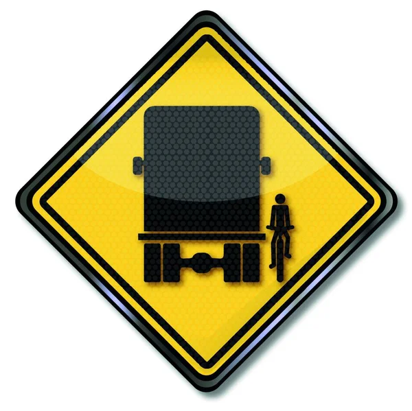 警告标志着对卡车死角的尊重 以及对骑自行车者的忽视 — 图库矢量图片