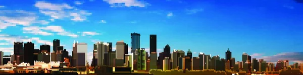 Abstrait Ciel Bleu Fond Avec Panorama Ville — Image vectorielle