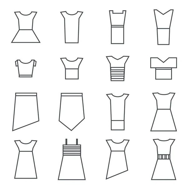 Conjunto Iconos Ropa Mujer Formato Vectorial — Vector de stock