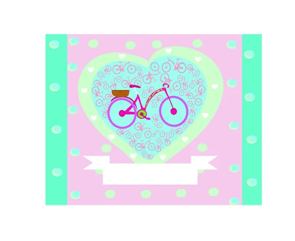 Szeretem Biciklimet Retro Kártya — Stock Vector