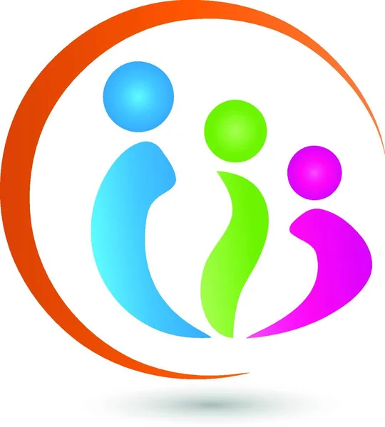 Logo Trois Personnes Personnes Famille — Image vectorielle