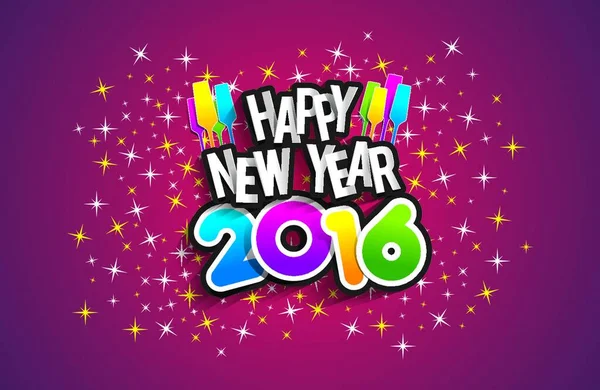 Feliz Año Nuevo 2016 Diseño Tarjetas Felicitación Celebración — Vector de stock