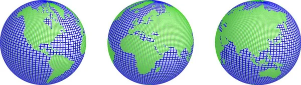 Dünya Tel Küre Halinde Tüm Kıtaları Gösterdi — Stok Vektör