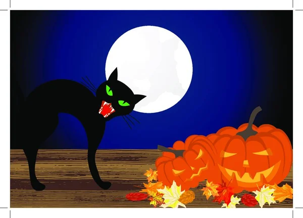 Šťastný Halloween Přání Uvítání Vektorová Ilustrace — Stockový vektor