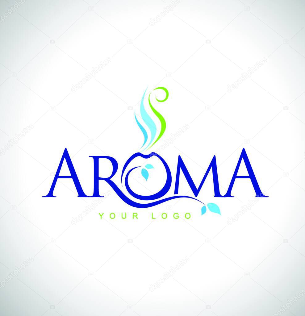Aroma Therapy Logo Design. Aromatic oils design symbol. Aroma Text Icon.