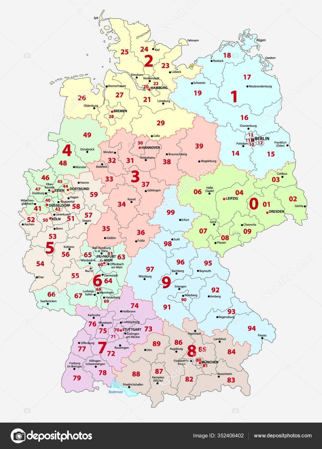 Mapa Europa códigos postais de parede