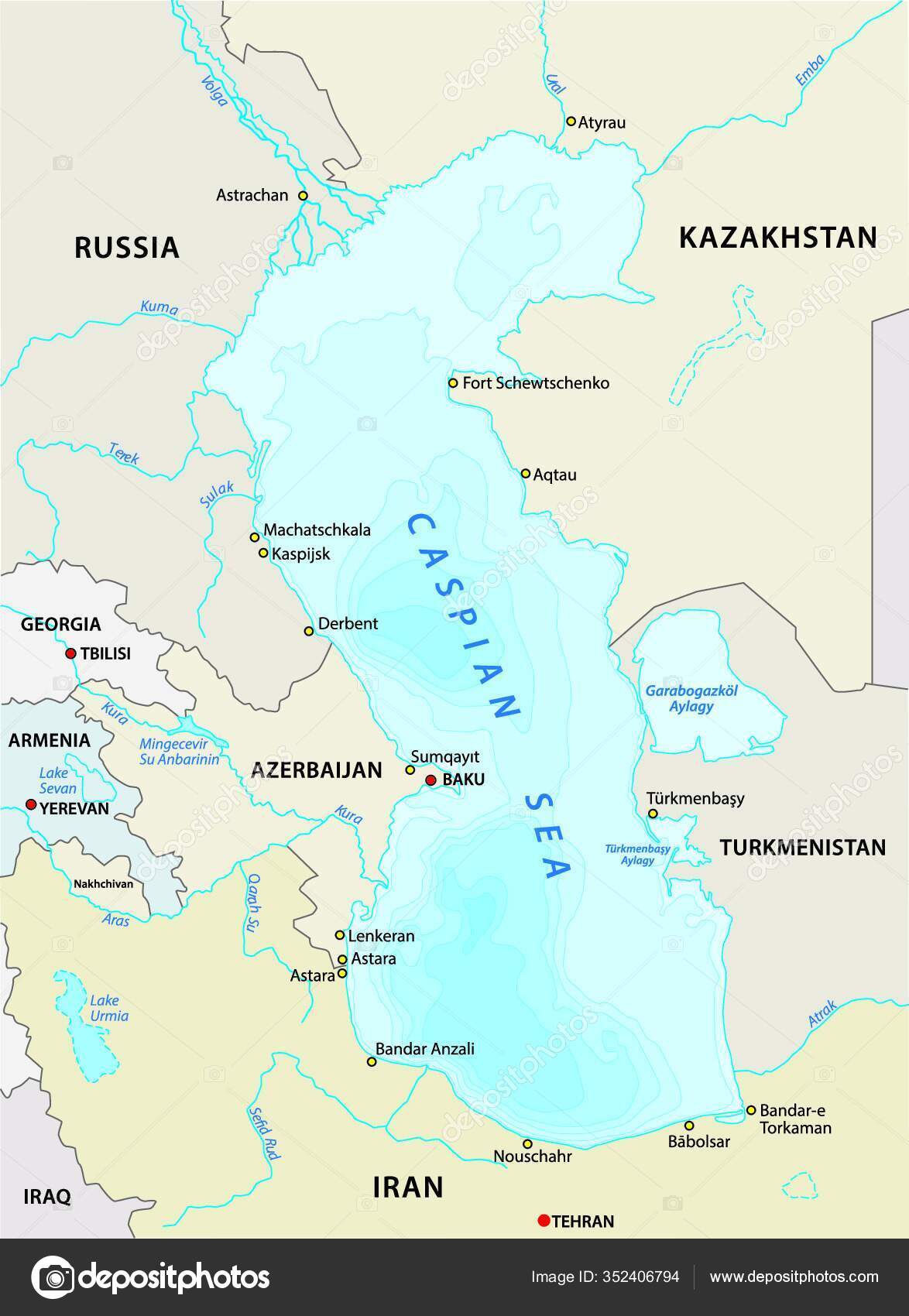 карта каспийского моря