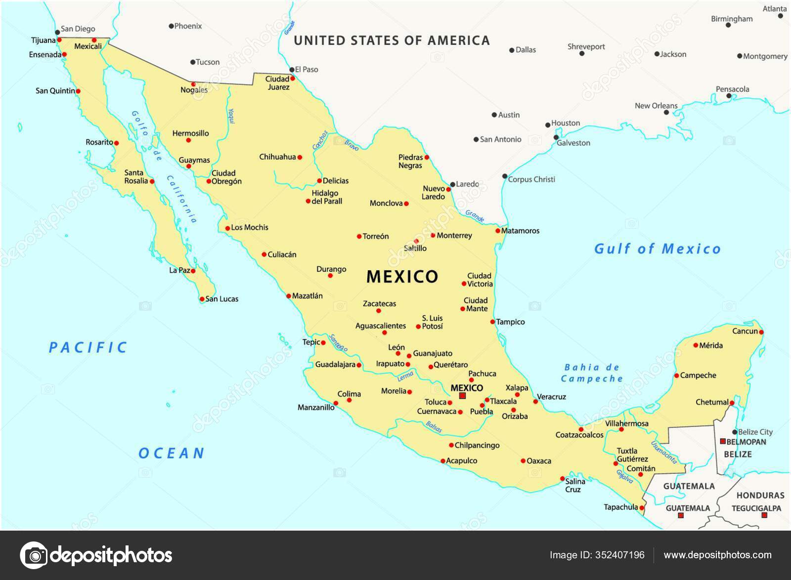 Mapa De La Frontera Mexico Usa Grafico Vectorial Frontera Mexico Usa Imagen Vectorial Frontera Mexico Usa Depositphotos
