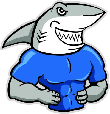 a vector illustration of muscular shark  clipart