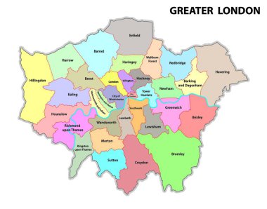 greater london administrative map clipart