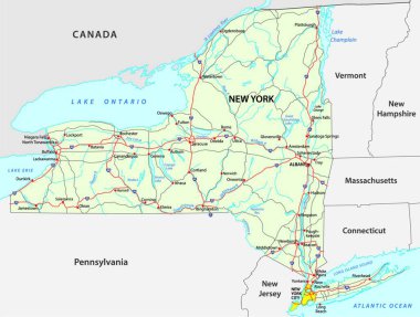 road map of the US American Federal State new york clipart