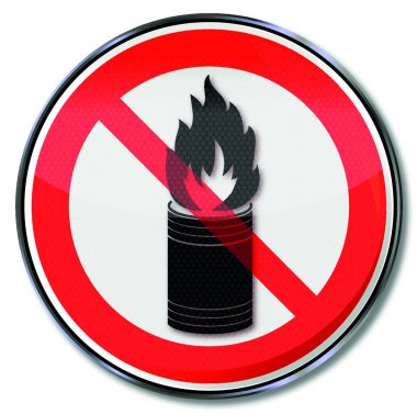 throw a sign with no burning objects in the garbage can clipart