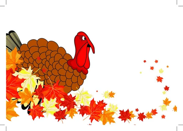 Thanksgiving Day Fond Avec Des Feuilles Érable Tous Les Objets — Image vectorielle
