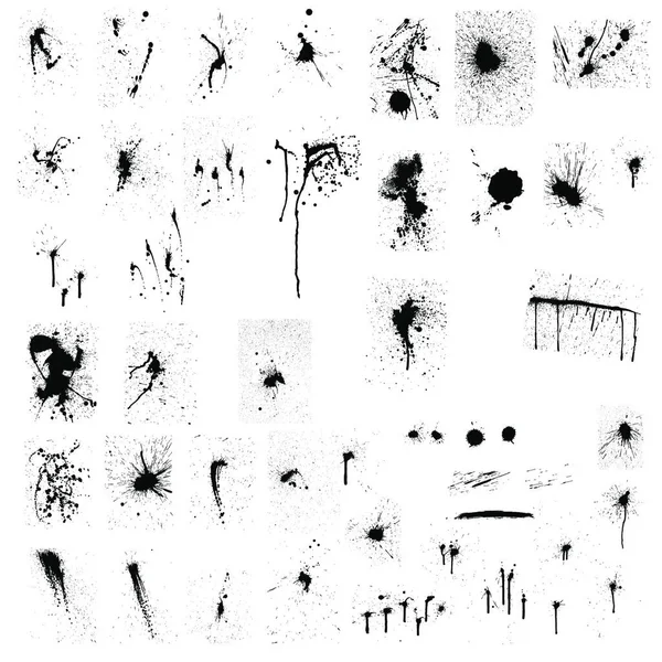 Conjunto Abstractos Grunge Ink Blots Fondo Cada Big Blot Agrupado — Vector de stock