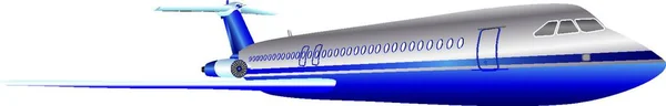 Avión Línea Jet Dos Motores Azul Plata Veterano Aislado Blanco — Vector de stock