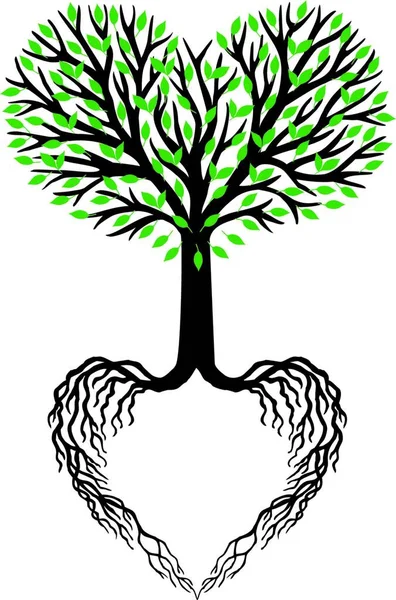 Δέντρο Της Ζωής Κλαδιά Και Ρίζες Σχήμα Καρδιάς Διανυσματική Απεικόνιση — Διανυσματικό Αρχείο