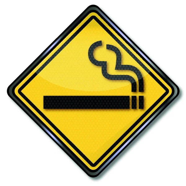 Yellow Sign Smoking Cigarette — Stock Vector