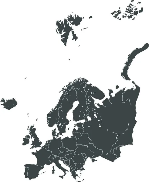 Evropa Mapa Stock Vektor Šedá — Stockový vektor