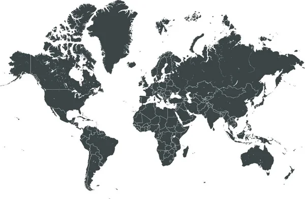 Παγκόσμιος Χάρτης Γκρίζα Σύνορα Διάνυσμα — Διανυσματικό Αρχείο