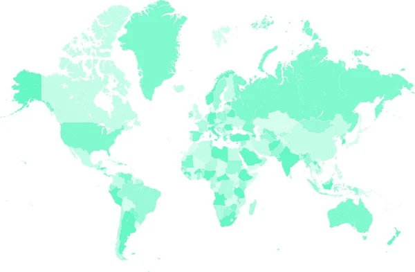 Mappa Del Mondo Blu Con Bordo Vettore — Vettoriale Stock
