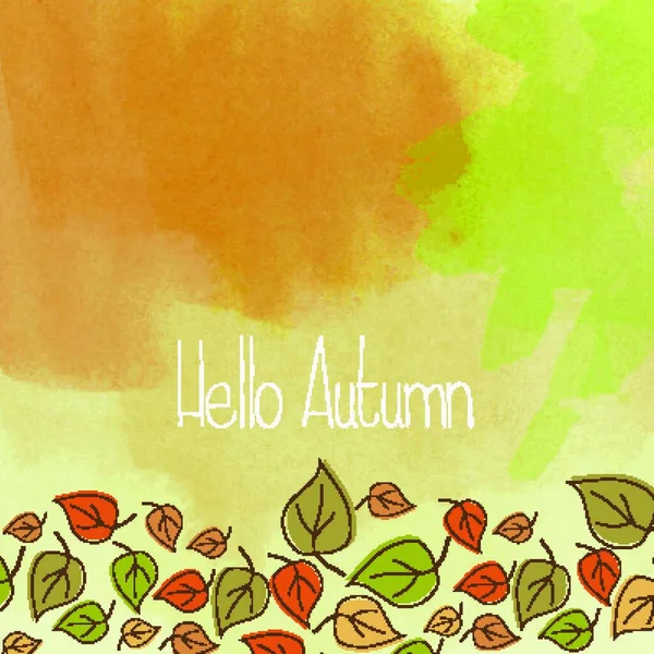 Hello Autumn Watercolor Vector Eps10 — Stock Vector