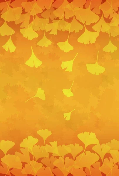 Hojas Ginkgo Amarillo Fondo Gradiente Naranja — Archivo Imágenes Vectoriales