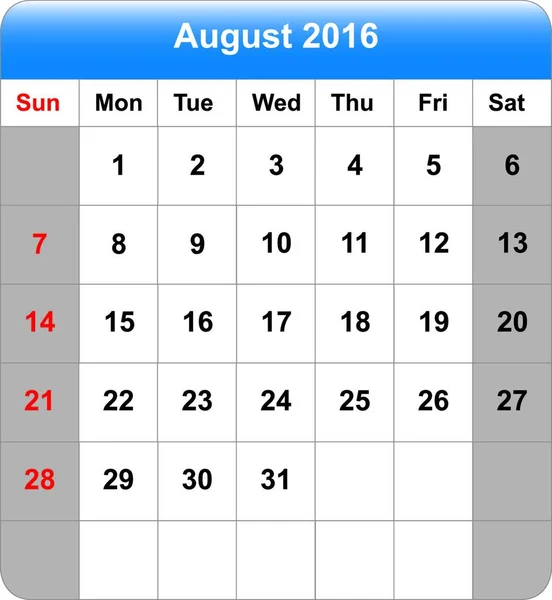 Векторні Ілюстрації Календаря 2016 — стоковий вектор