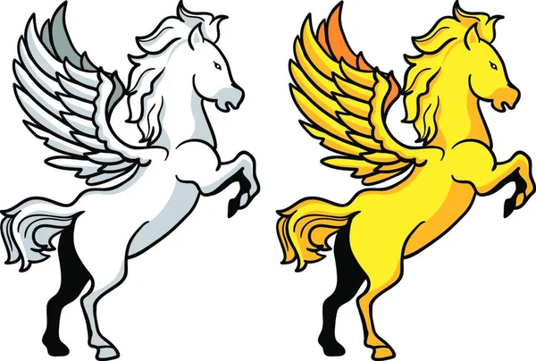 Vector Illustration Pegasus White Version Gold Version — Stock Vector