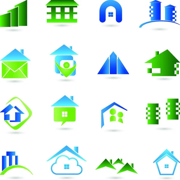 Immobilien Logos Häuser Bau — Stockvektor