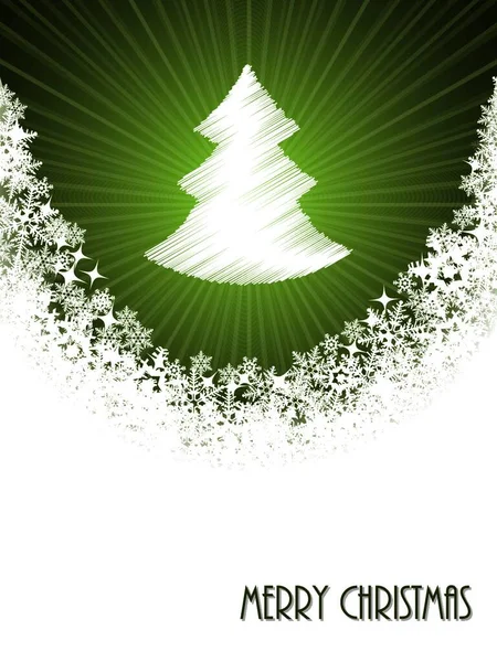 Weiße Weihnachtsgrußkarte Mit Platzendem Weihnachtsbaum Aus Grünem Kreis — Stockvektor