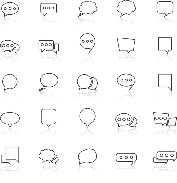 Speech Bubble Lijn Pictogrammen Met Reflectie Witte Achtergrond Voorraad Vector — Stockvector