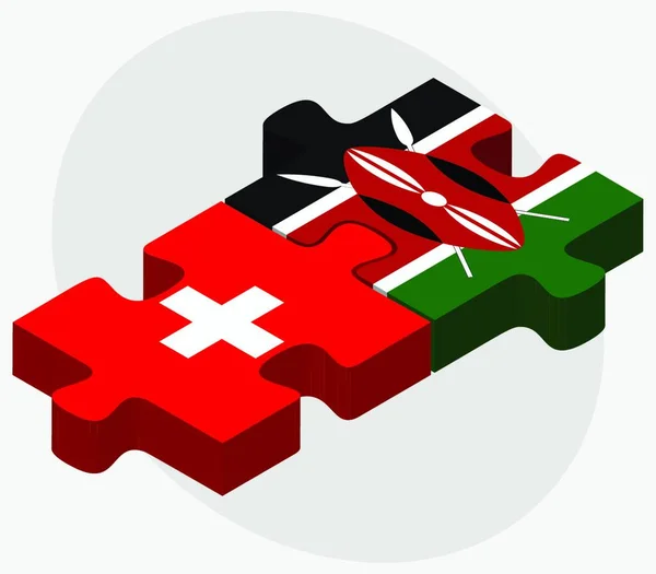 Zwitserland Kenia Vlaggen Puzzel Geïsoleerd Witte Achtergrond — Stockvector