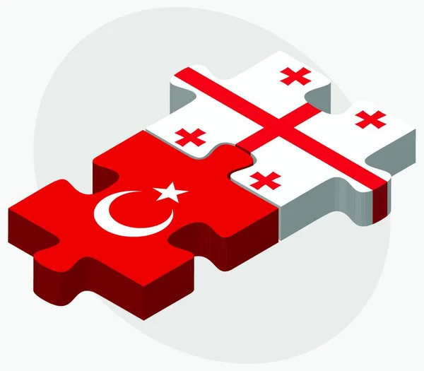 Banderas Turquía Georgia Puzzle Aisladas Sobre Fondo Blanco — Vector de stock