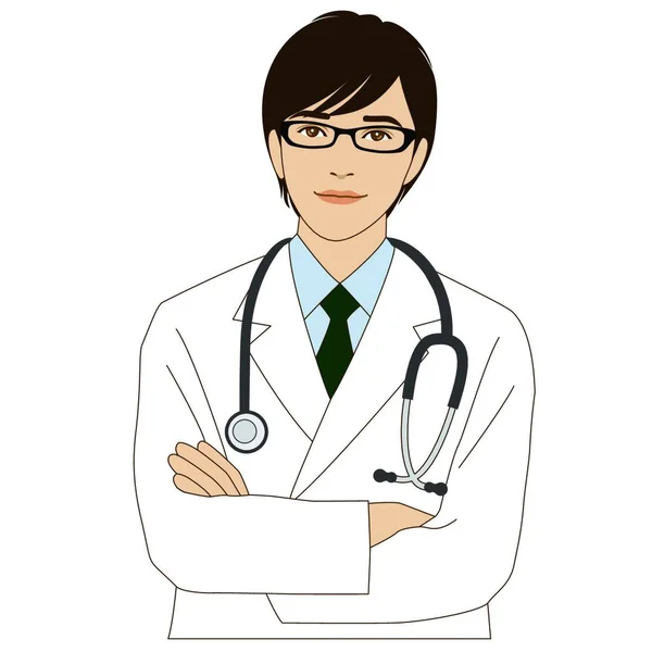Smiling Doctor His Arms Crossed — Stock Vector
