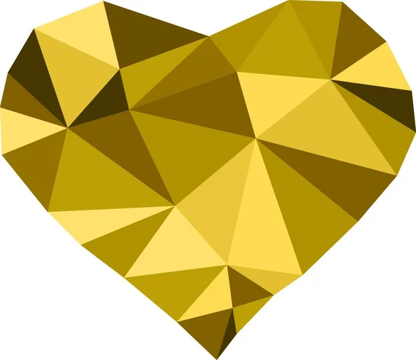 Lågt Poly Gyllene Hjärta — Stock vektor