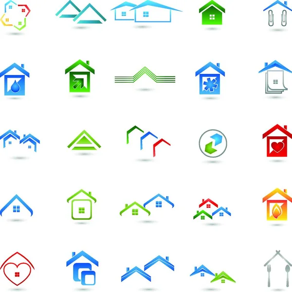 Logotipos Coleção Imóveis Casas Serviço —  Vetores de Stock
