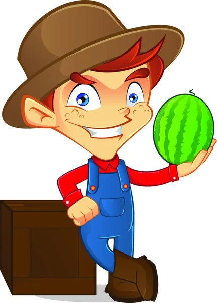 Illustration Dessin Animé Agriculteur — Image vectorielle