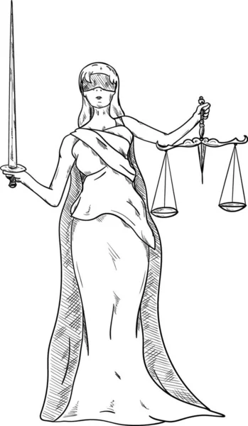 Vektor Göttin Der Gerechtigkeit Isoliert Hintergrund — Stockvektor