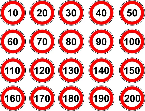 Vektor Symbol Setzt Verkehrszeichen Tempolimit — Stockvektor