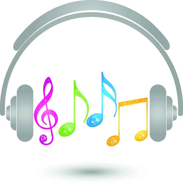 Kulaklıklar Müzik Logosu Ses Notalar — Stok Vektör