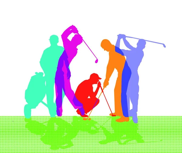 Golfe Esporte Clube Bola Que Jogadores Usam Vários Clubes Para — Vetor de Stock