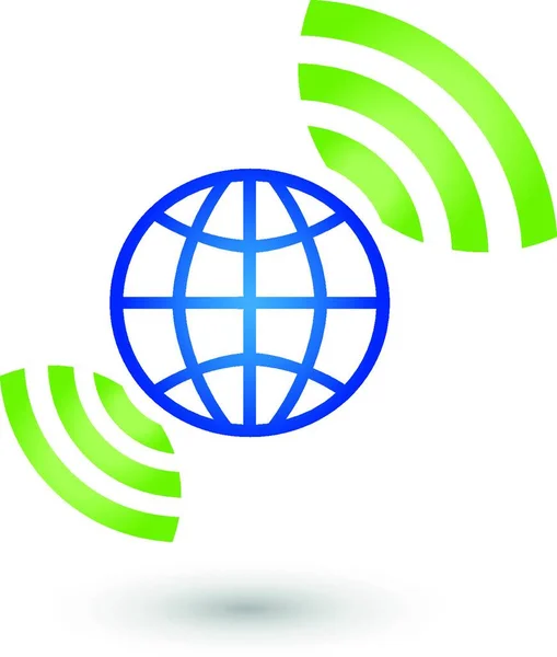 地球とWlanのロゴネットワーク接続 — ストックベクタ