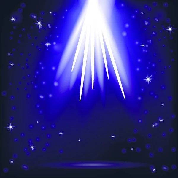 Raggi Blu Luci Magiche Sfondo Stellato Sfocato Cielo Notturno — Vettoriale Stock