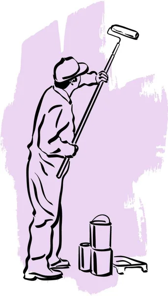 Ilustração Pintor Casa Trabalho — Vetor de Stock