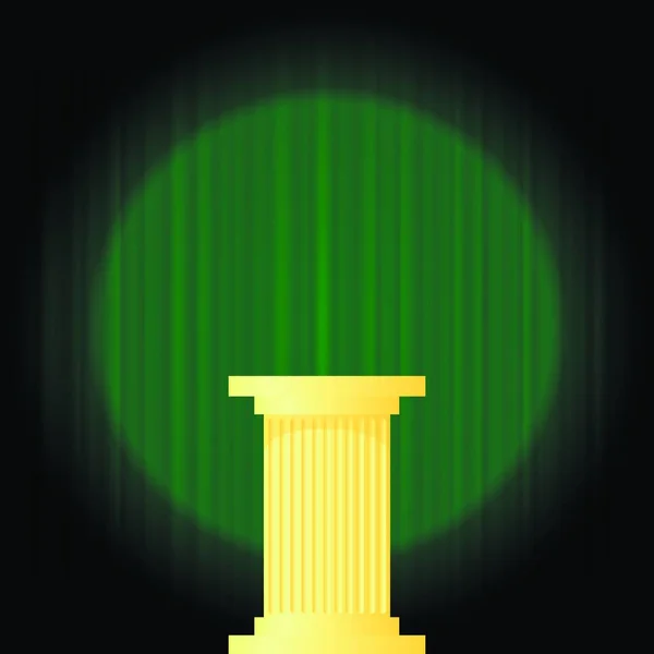 Columna Griega Mármol Amarillo Sobre Fondo Onda Verde Oscuro Pilar — Vector de stock