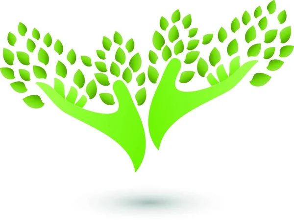Zwei Hände Wie Ein Baum Blätter Heilpraktiker Logo — Stockvektor
