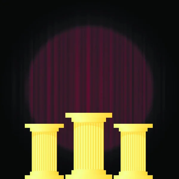 Żółte Marmurowe Greckie Kolumny Tle Ciemnoczerwonej Fali Starożytne Filary — Wektor stockowy
