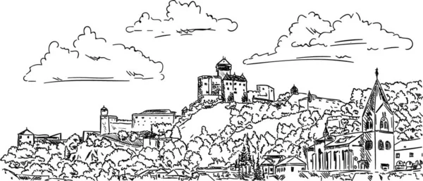 Vector Castillo Trencin Eslovaquia Europa — Archivo Imágenes Vectoriales