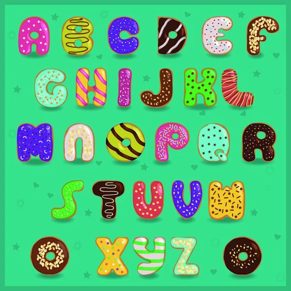 Alphabet Donuts Süße Schrift Illustration — Stockvektor