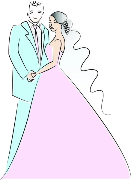 結婚したばかりのカップル漫画ベクトル — ストックベクタ